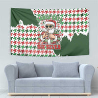 Funny Santa Claus Says Six Seven Tapestry Christmas Houndstooth Pattern - Wonder Print Shop