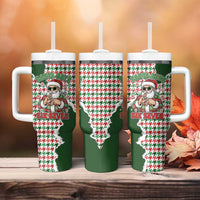 Funny Santa Claus Says Six Seven Tumbler With Handle Christmas Houndstooth Pattern - Wonder Print Shop