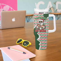 Funny Santa Claus Says Six Seven Tumbler With Handle Christmas Houndstooth Pattern - Wonder Print Shop