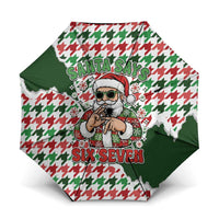 Funny Santa Claus Says Six Seven Umbrella Christmas Houndstooth Pattern - Wonder Print Shop