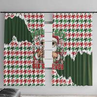 Funny Santa Claus Says Six Seven Window Curtain Christmas Houndstooth Pattern - Wonder Print Shop