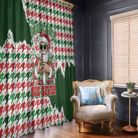 Funny Santa Claus Says Six Seven Window Curtain Christmas Houndstooth Pattern - Wonder Print Shop