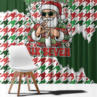 Funny Santa Claus Says Six Seven Window Curtain Christmas Houndstooth Pattern - Wonder Print Shop