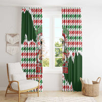 Funny Santa Claus Says Six Seven Window Curtain Christmas Houndstooth Pattern - Wonder Print Shop