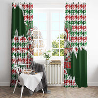 Funny Santa Claus Says Six Seven Window Curtain Christmas Houndstooth Pattern - Wonder Print Shop