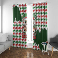 Funny Santa Claus Says Six Seven Window Curtain Christmas Houndstooth Pattern - Wonder Print Shop