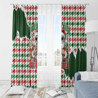 Funny Santa Claus Says Six Seven Window Curtain Christmas Houndstooth Pattern - Wonder Print Shop