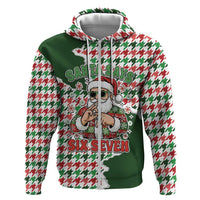 Funny Santa Claus Says Six Seven Zip Hoodie Christmas Houndstooth Pattern - Wonder Print Shop
