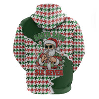 Funny Santa Claus Says Six Seven Zip Hoodie Christmas Houndstooth Pattern - Wonder Print Shop
