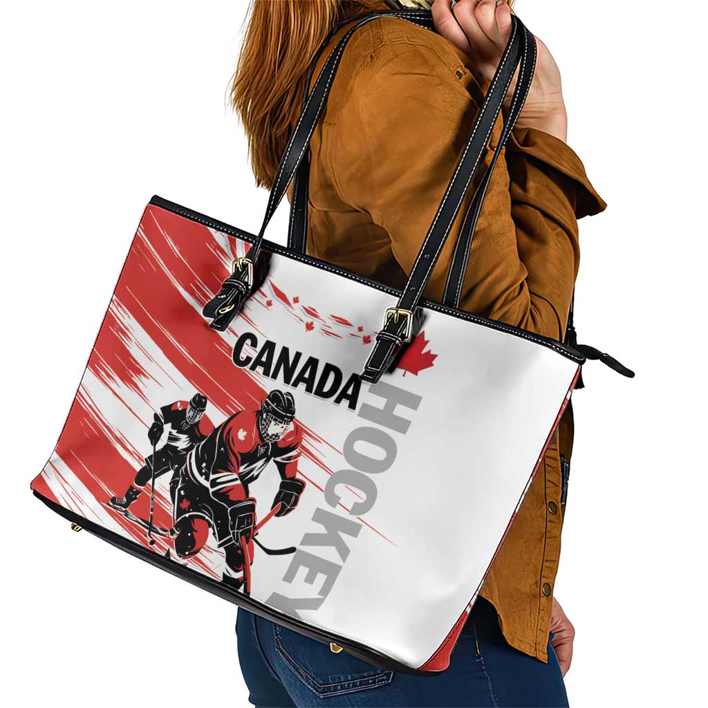 Canada Hockey Leather Tote Bag Canada Owns Hockey - Wonder Print Shop