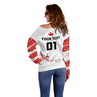 Custom Canada Hockey Off Shoulder Sweater Canada Owns Hockey - Wonder Print Shop