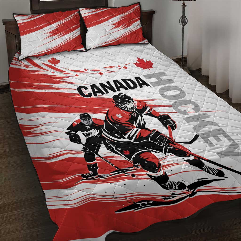Canada Hockey Quilt Bed Set Canada Owns Hockey - Wonder Print Shop