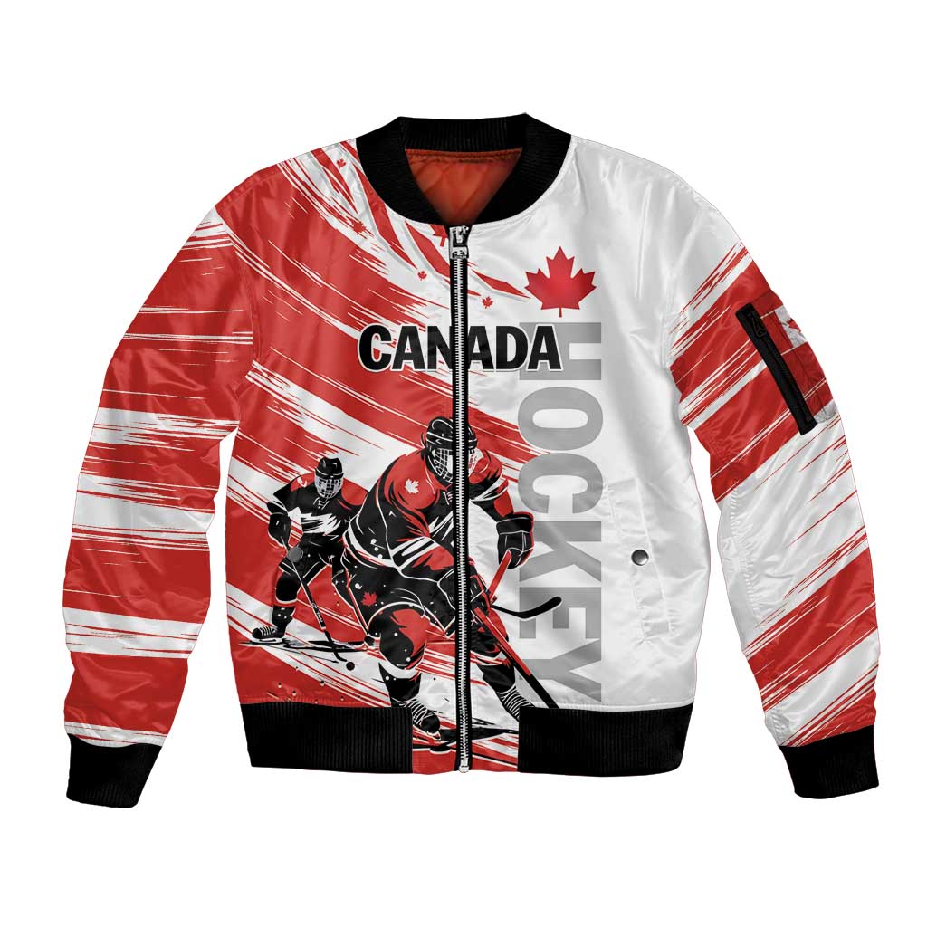Custom Canada Hockey Sleeve Zip Bomber Jacket Canada Owns Hockey - Wonder Print Shop