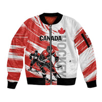Custom Canada Hockey Sleeve Zip Bomber Jacket Canada Owns Hockey - Wonder Print Shop