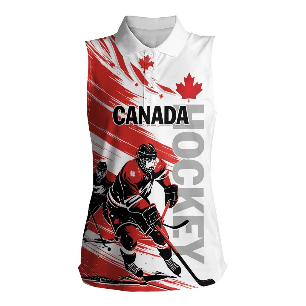 Custom Canada Hockey Women Sleeveless Polo Shirt Canada Owns Hockey - Wonder Print Shop