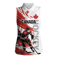 Custom Canada Hockey Women Sleeveless Polo Shirt Canada Owns Hockey - Wonder Print Shop