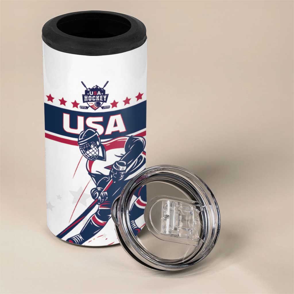 Custom USA Hockey 4 in 1 Can Cooler Tumbler Team USA Champions - Wonder Print Shop
