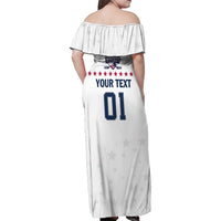 Custom USA Hockey Family Matching Off Shoulder Maxi Dress and Hawaiian Shirt Team USA Champions - Wonder Print Shop