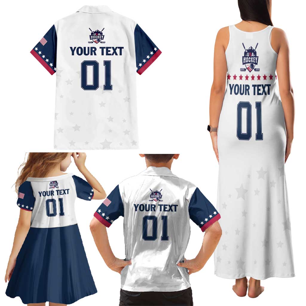 Custom USA Hockey Family Matching Tank Maxi Dress and Hawaiian Shirt Team USA Champions - Wonder Print Shop