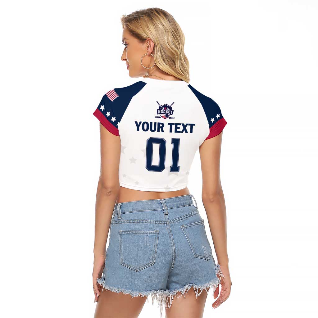 Custom USA Hockey Raglan Cropped T Shirt Team USA Champions - Wonder Print Shop
