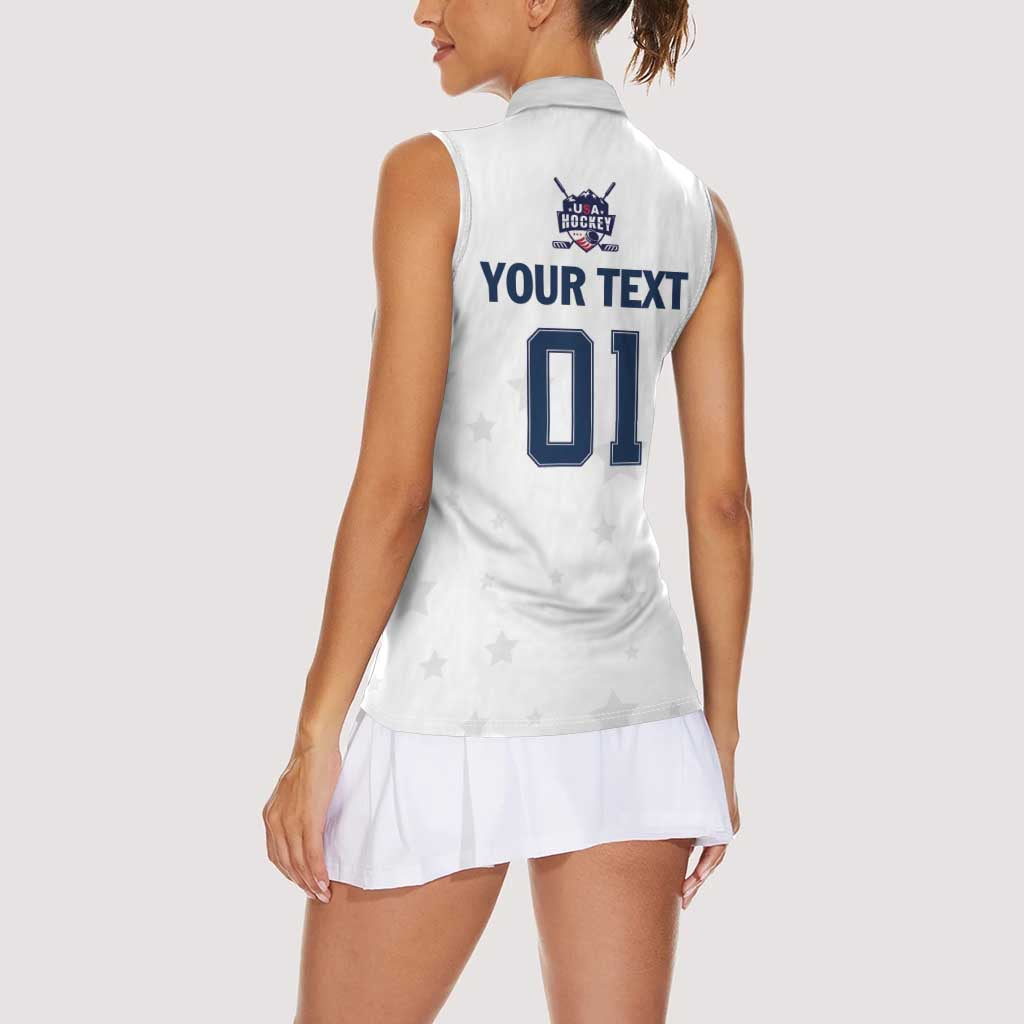 Custom USA Hockey Women Sleeveless Polo Shirt Team USA Champions - Wonder Print Shop