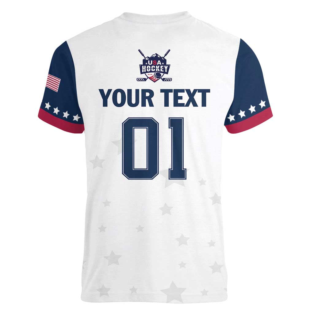 Custom USA Hockey Women V-Neck T-Shirt Team USA Champions - Wonder Print Shop
