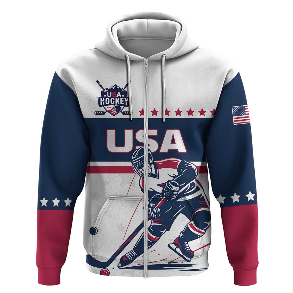 Custom USA Hockey Zip Hoodie Team USA Champions - Wonder Print Shop