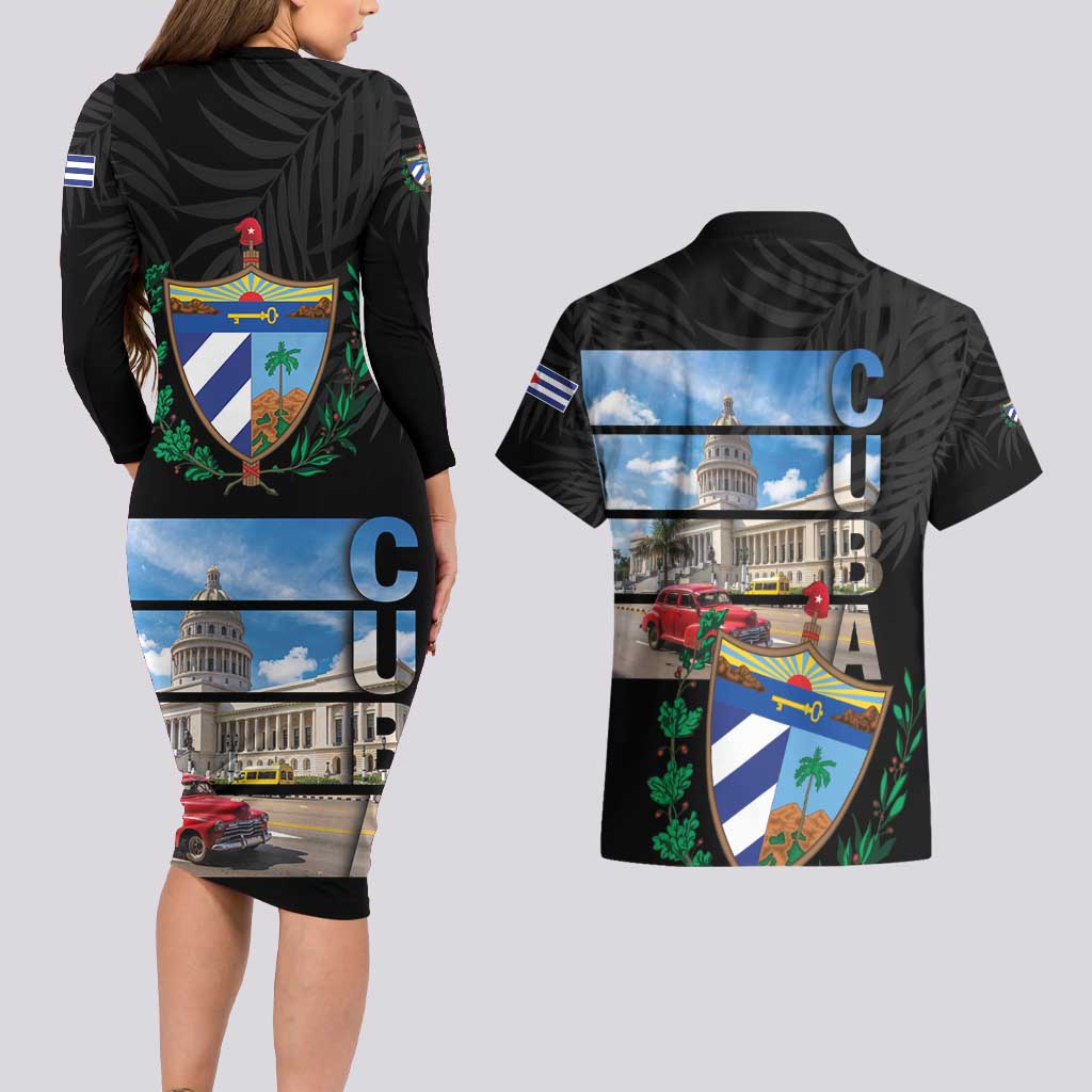 Cuba El Capitolio Couples Matching Long Sleeve Bodycon Dress and Hawaiian Shirt Where My Story Begin - Wonder Print Shop