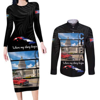 Cuba El Capitolio Couples Matching Long Sleeve Bodycon Dress and Long Sleeve Button Shirt Where My Story Begin - Wonder Print Shop
