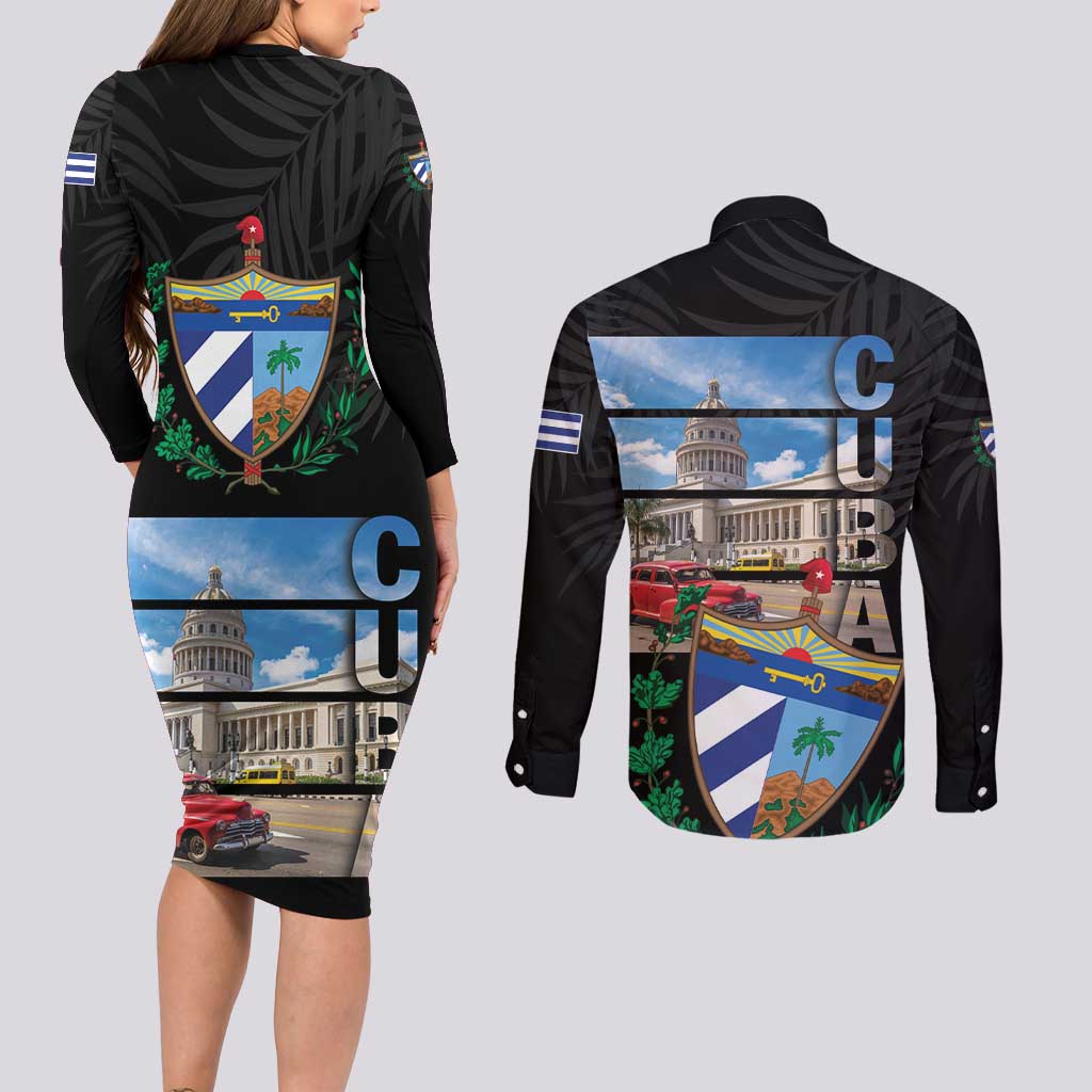 Cuba El Capitolio Couples Matching Long Sleeve Bodycon Dress and Long Sleeve Button Shirt Where My Story Begin - Wonder Print Shop