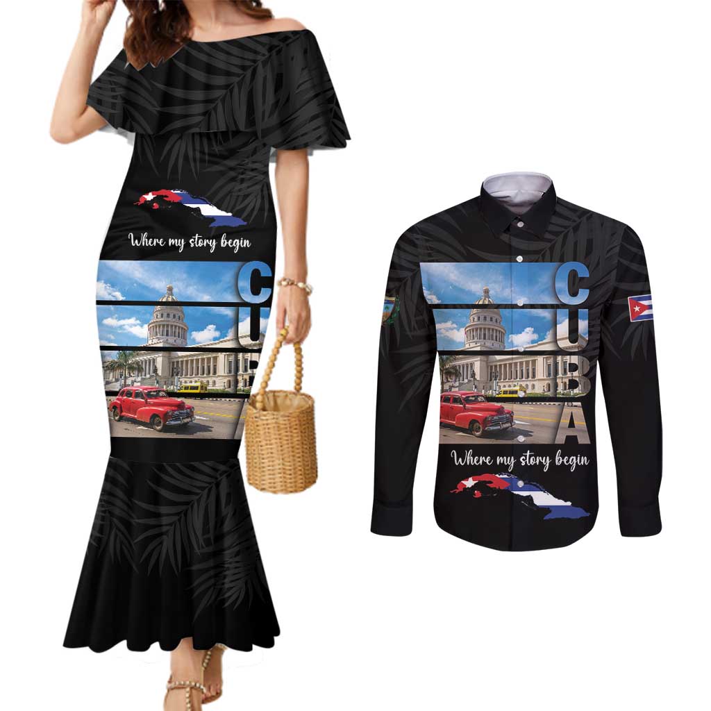 Cuba El Capitolio Couples Matching Mermaid Dress and Long Sleeve Button Shirt Where My Story Begin