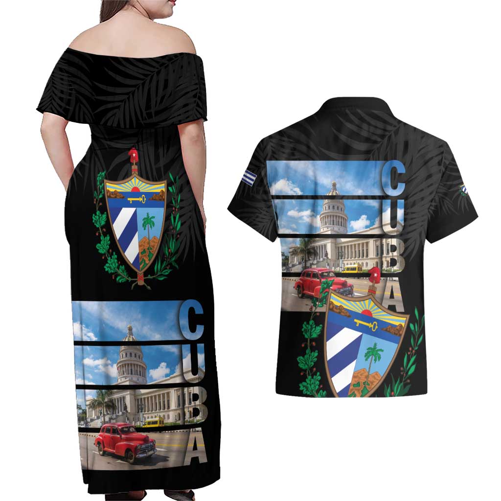 Cuba El Capitolio Couples Matching Off Shoulder Maxi Dress and Hawaiian Shirt Where My Story Begin - Wonder Print Shop
