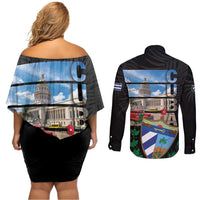 Cuba El Capitolio Couples Matching Off Shoulder Short Dress and Long Sleeve Button Shirt Where My Story Begin - Wonder Print Shop