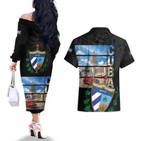 Cuba El Capitolio Couples Matching Off The Shoulder Long Sleeve Dress and Hawaiian Shirt Where My Story Begin - Wonder Print Shop