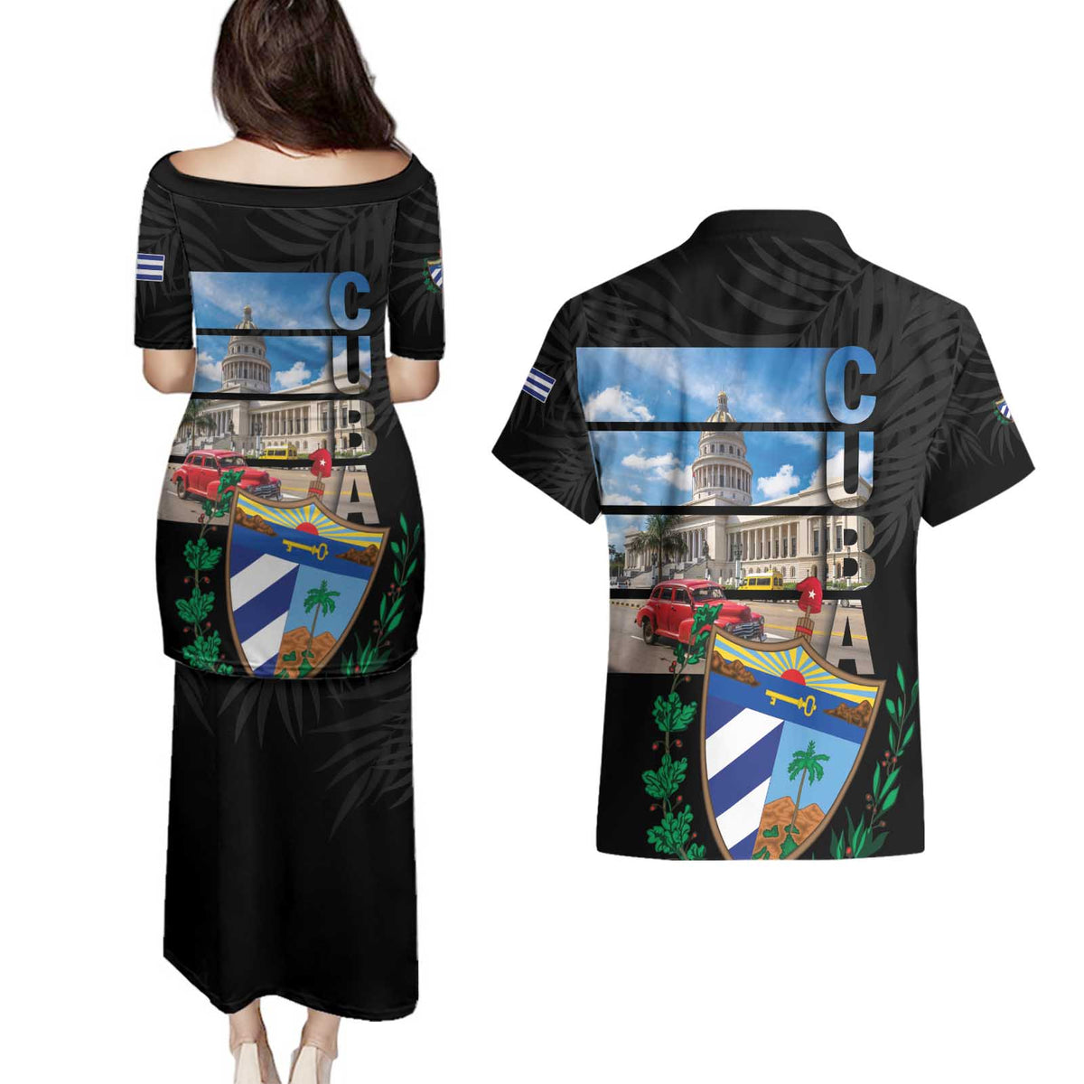 Cuba El Capitolio Couples Matching Puletasi and Hawaiian Shirt Where My Story Begin - Wonder Print Shop