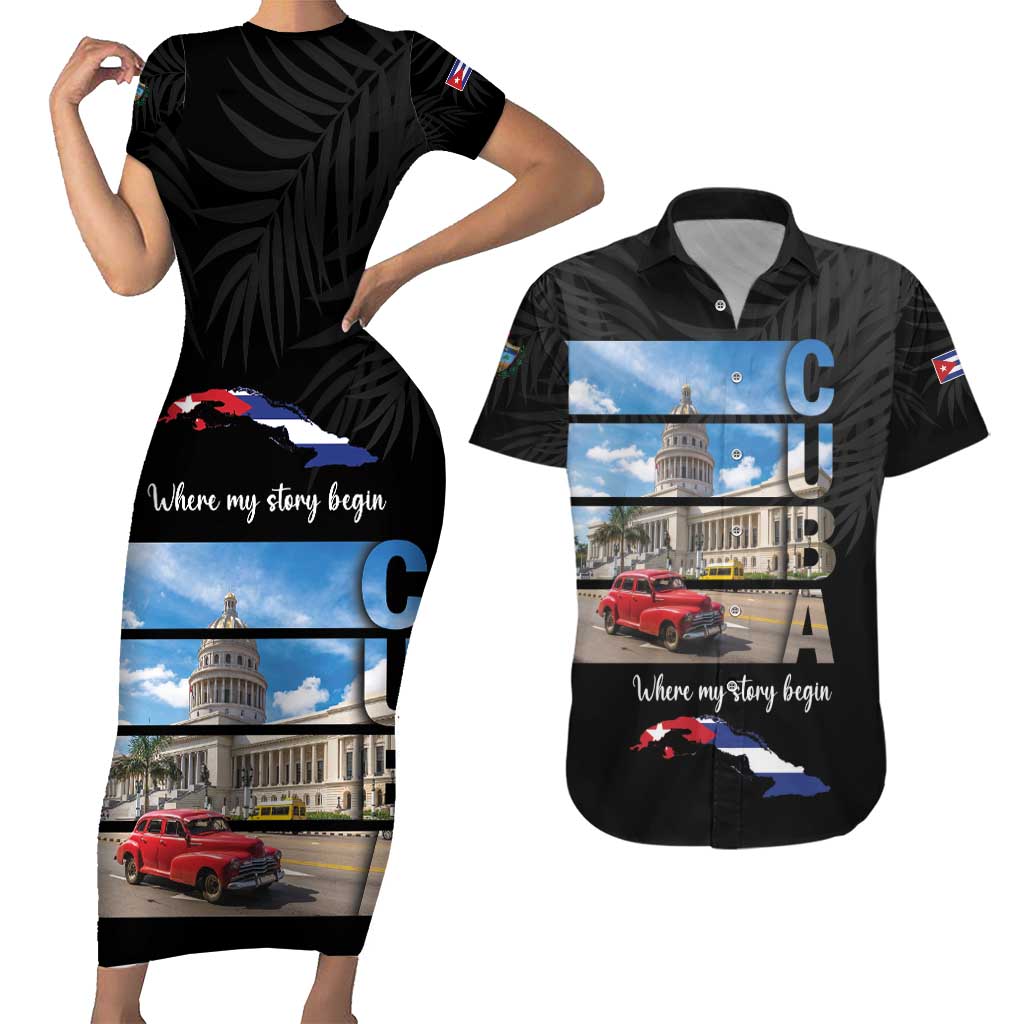 Cuba El Capitolio Couples Matching Short Sleeve Bodycon Dress and Hawaiian Shirt Where My Story Begin - Wonder Print Shop