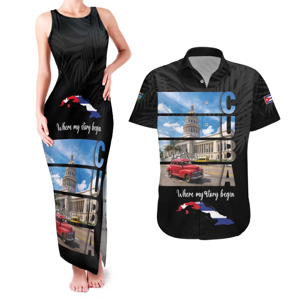 Cuba El Capitolio Couples Matching Tank Maxi Dress and Hawaiian Shirt Where My Story Begin - Wonder Print Shop