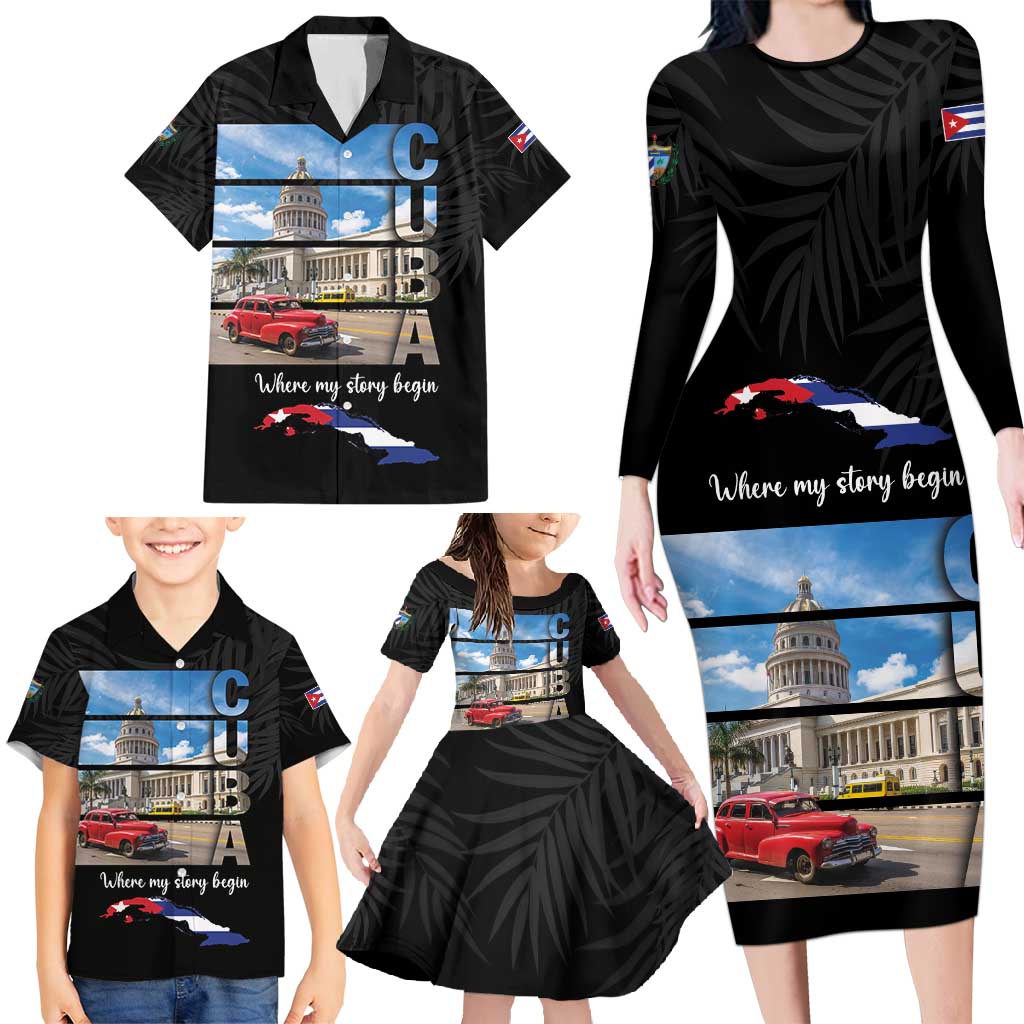 Cuba El Capitolio Family Matching Long Sleeve Bodycon Dress and Hawaiian Shirt Where My Story Begin - Wonder Print Shop