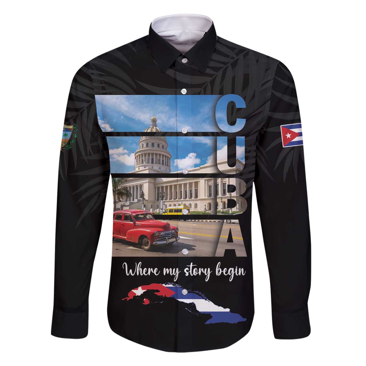 Cuba El Capitolio Family Matching Off The Shoulder Long Sleeve Dress and Hawaiian Shirt Where My Story Begin - Wonder Print Shop