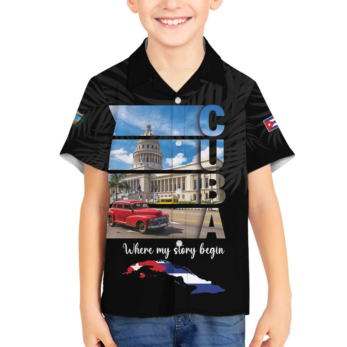 Cuba El Capitolio Family Matching Off The Shoulder Long Sleeve Dress and Hawaiian Shirt Where My Story Begin - Wonder Print Shop