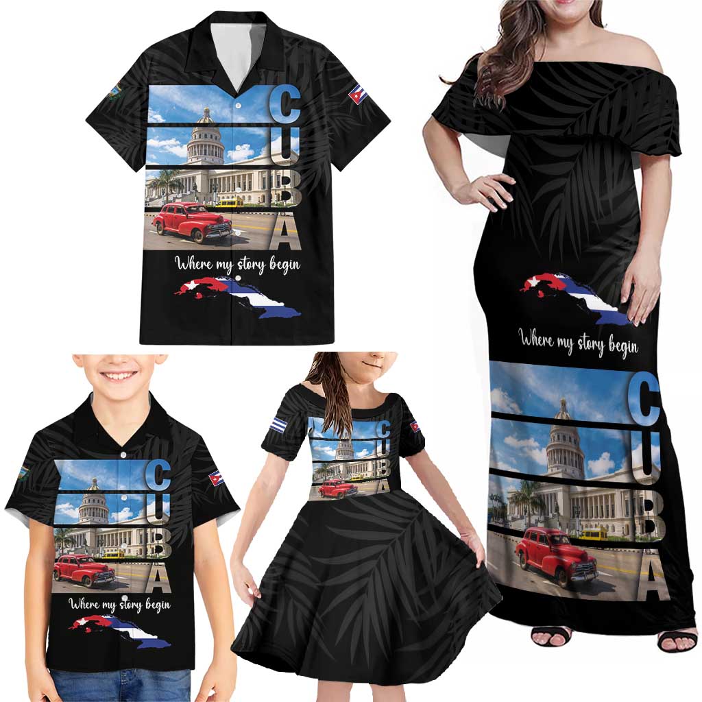 Cuba El Capitolio Family Matching Off Shoulder Maxi Dress and Hawaiian Shirt Where My Story Begin - Wonder Print Shop