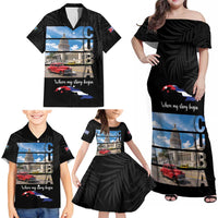 Cuba El Capitolio Family Matching Off Shoulder Maxi Dress and Hawaiian Shirt Where My Story Begin - Wonder Print Shop