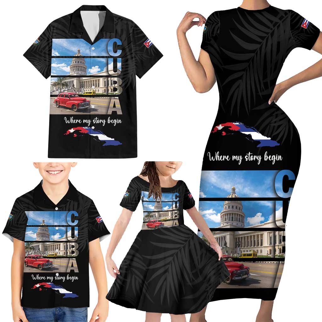 Cuba El Capitolio Family Matching Short Sleeve Bodycon Dress and Hawaiian Shirt Where My Story Begin - Wonder Print Shop