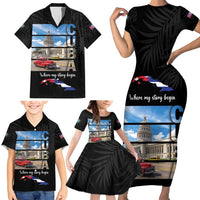 Cuba El Capitolio Family Matching Short Sleeve Bodycon Dress and Hawaiian Shirt Where My Story Begin - Wonder Print Shop