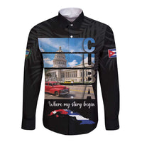Cuba El Capitolio Long Sleeve Button Shirt Where My Story Begin - Wonder Print Shop