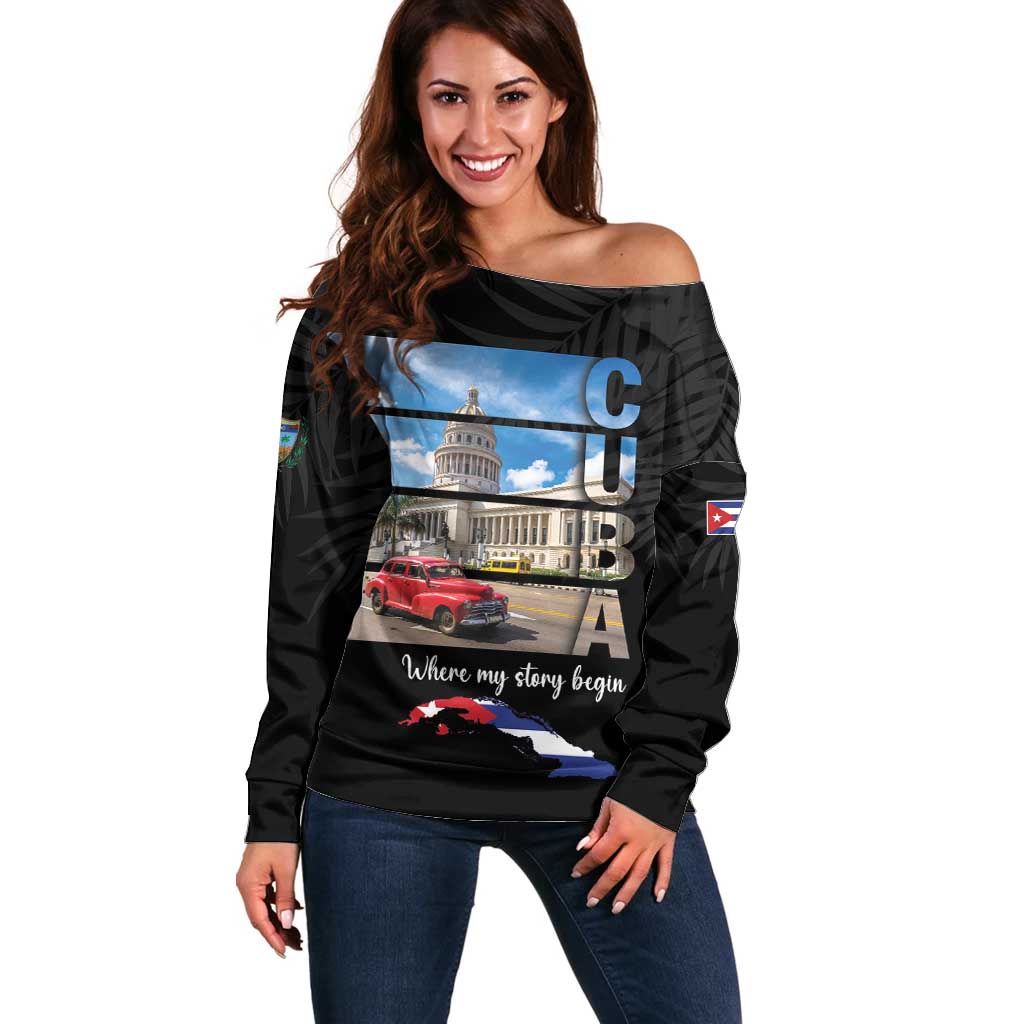 Cuba El Capitolio Off Shoulder Sweater Where My Story Begin - Wonder Print Shop