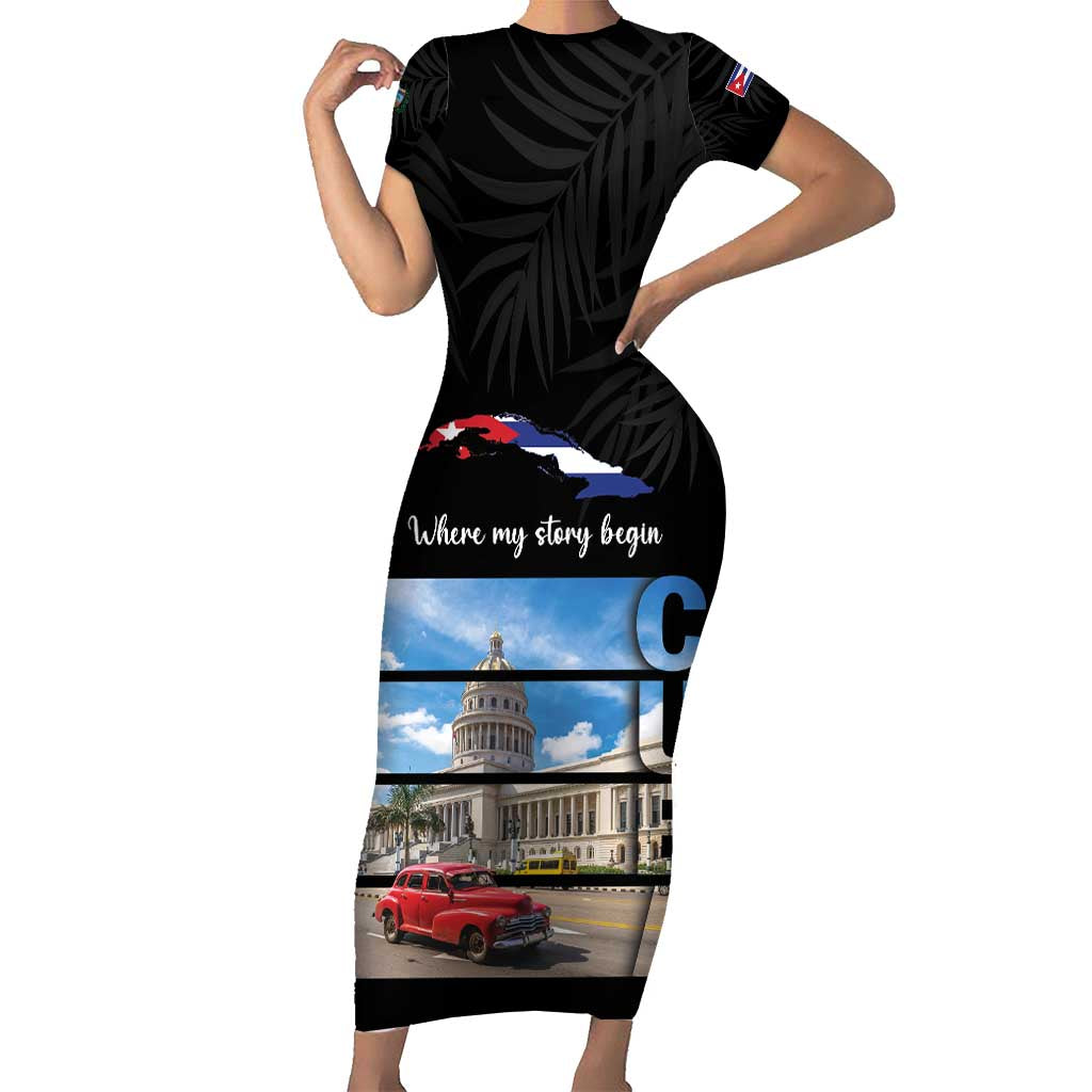 Cuba El Capitolio Short Sleeve Bodycon Dress Where My Story Begin - Wonder Print Shop