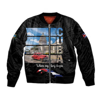 Cuba El Capitolio Sleeve Zip Bomber Jacket Where My Story Begin - Wonder Print Shop