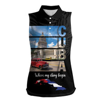 Cuba El Capitolio Women Sleeveless Polo Shirt Where My Story Begin - Wonder Print Shop