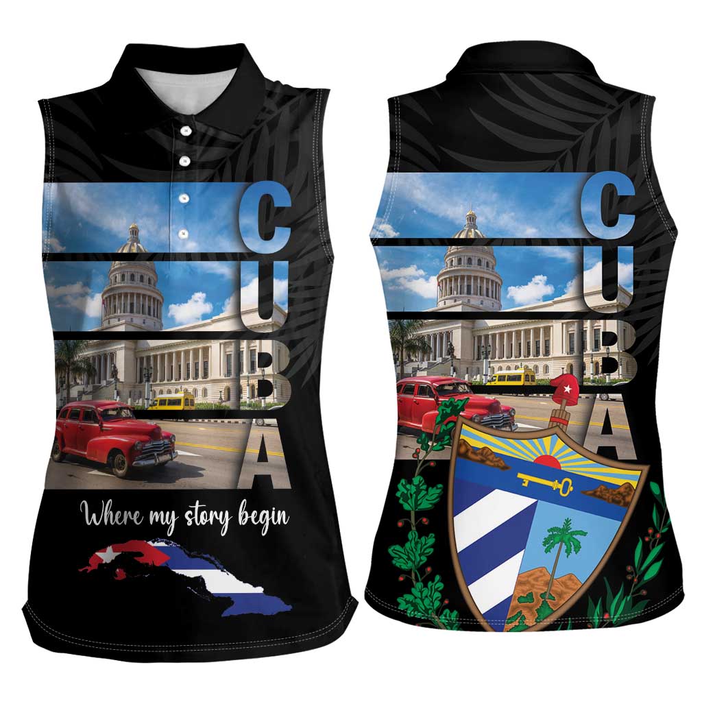 Cuba El Capitolio Women Sleeveless Polo Shirt Where My Story Begin - Wonder Print Shop